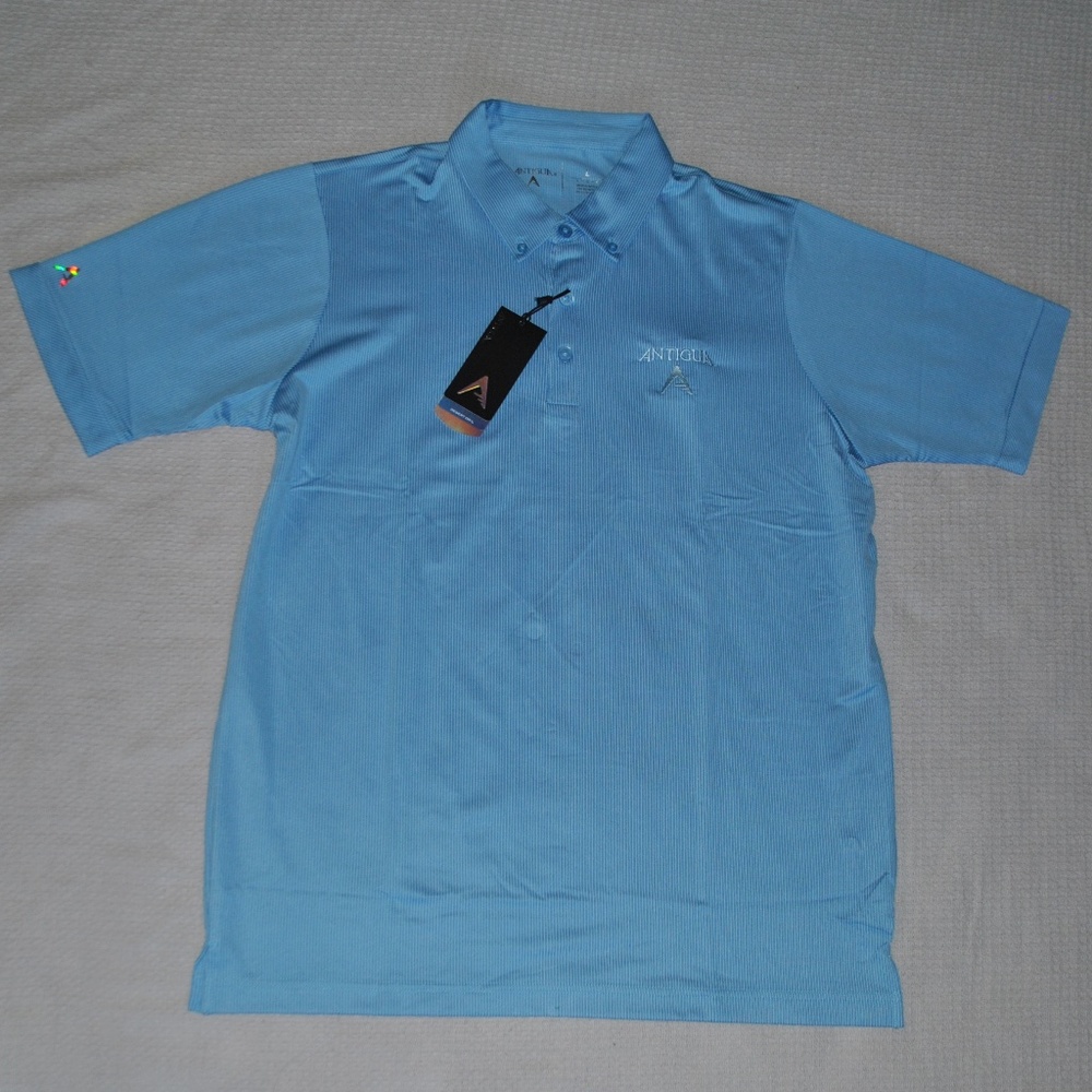 NWT Antigua Light Blue Textured Golf Polo